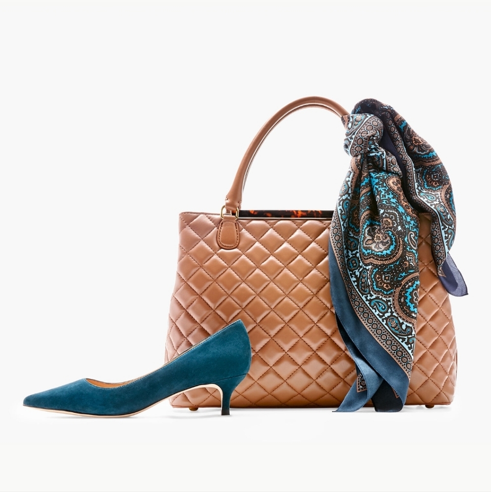 Sylvie Kitten Heel Pumps blue suede  Cap Toe